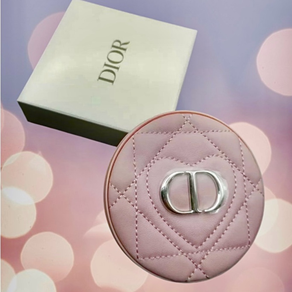 Dior pink quilted heart double sided mirror NIB